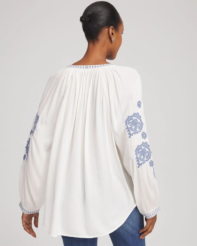 Embroidered Splitneck Shirt - image 3